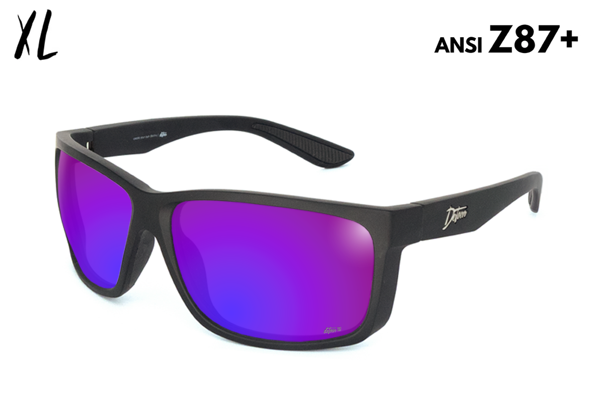 Detour Breach XL Safety Glasses Matte Black with Purple Polarized Lenses