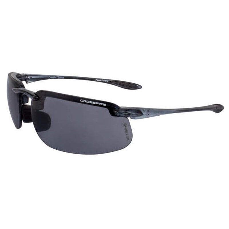 Crossfire ES4 Safety Glasses with Crystal Black Frame and Smoke Lens-CF-2141-Safety Glasses USA-1
