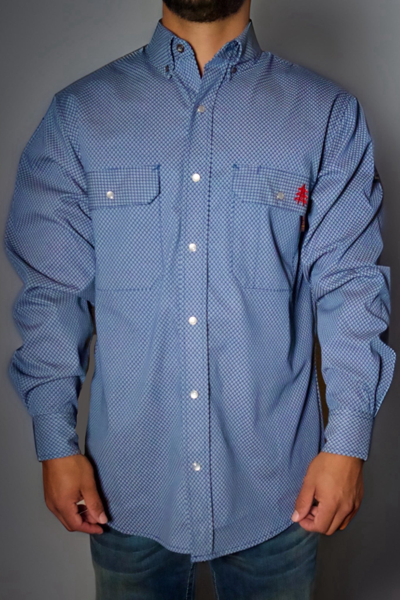 Static FR Flame-Resistant Work Shirt Pearl Snap - Conqueror Navy-Safety Glasses USA-3