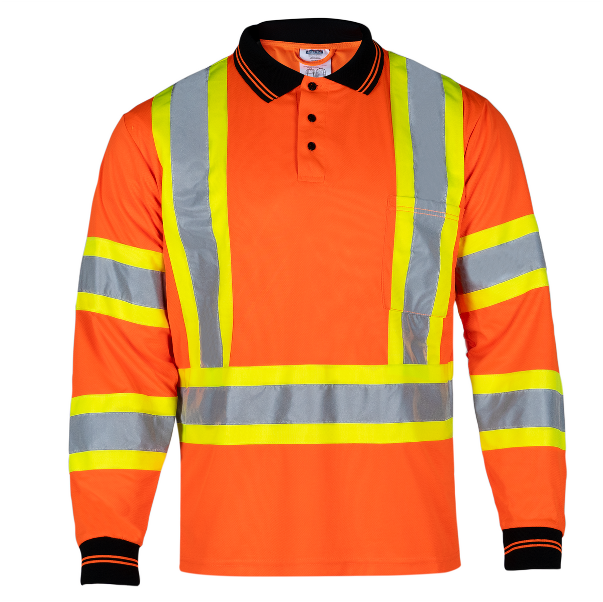 Jorestech Hi-Vis X-Back Reflective Two-Tone Safety Long Sleeve Polo Shirt