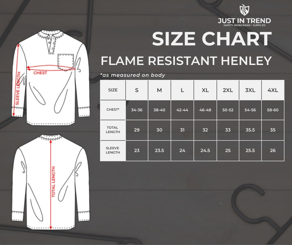 Just In Trend Flame Resistant Henley T-Shirts