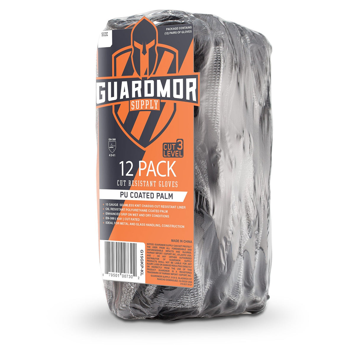 Lift Safety Cut-Resistant A3 Gloves with PU Palm - 12 Pack