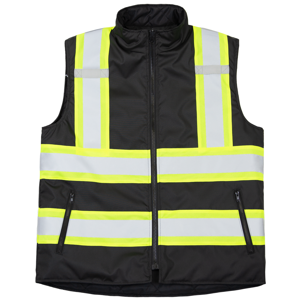 Jorestech Hi-Vis Yellow/Black Reversible Insulated Safety Vest with Reflective Strips