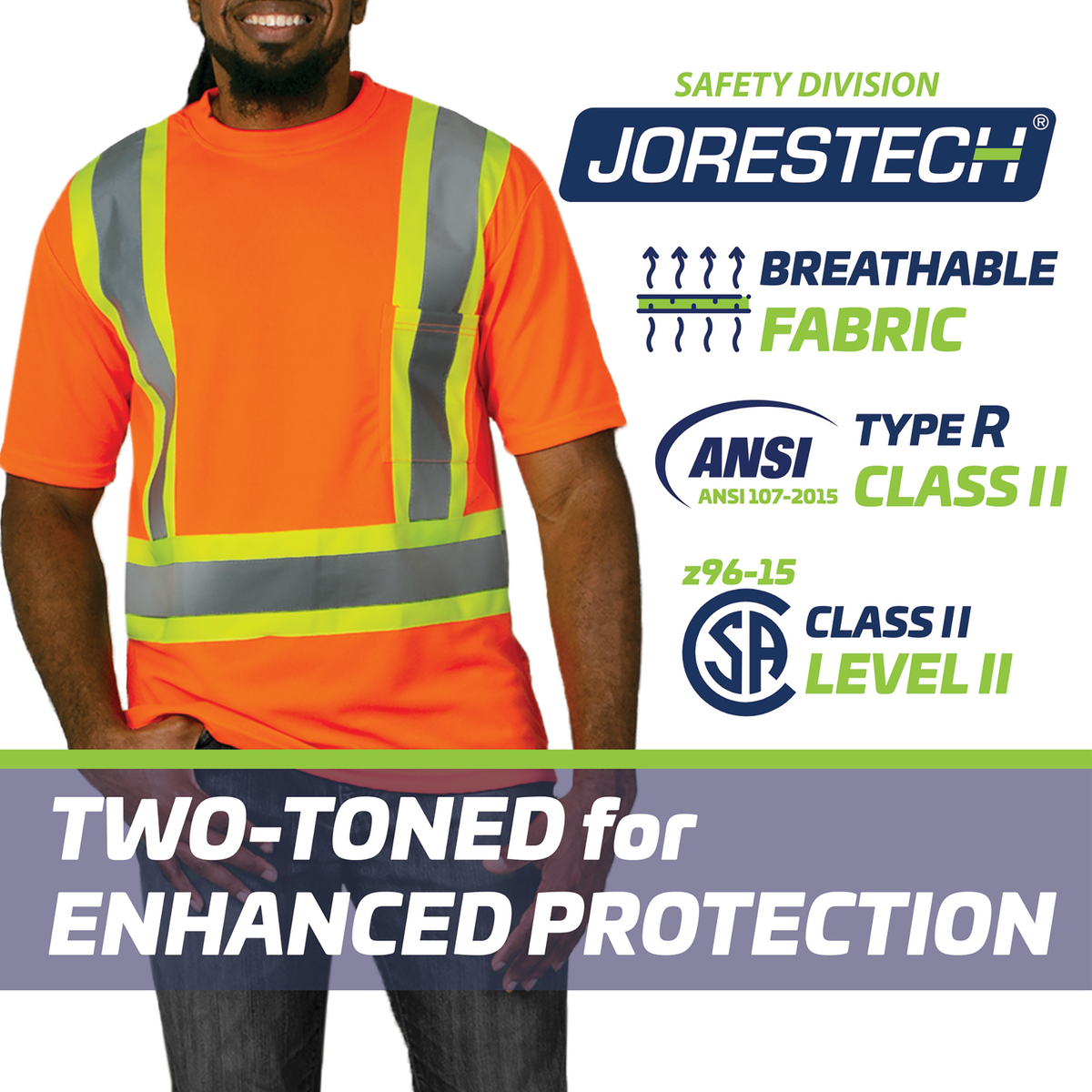 Jorestech Hi-Vis X-Back Reflective Two-Tone Safety Pocket Shirt