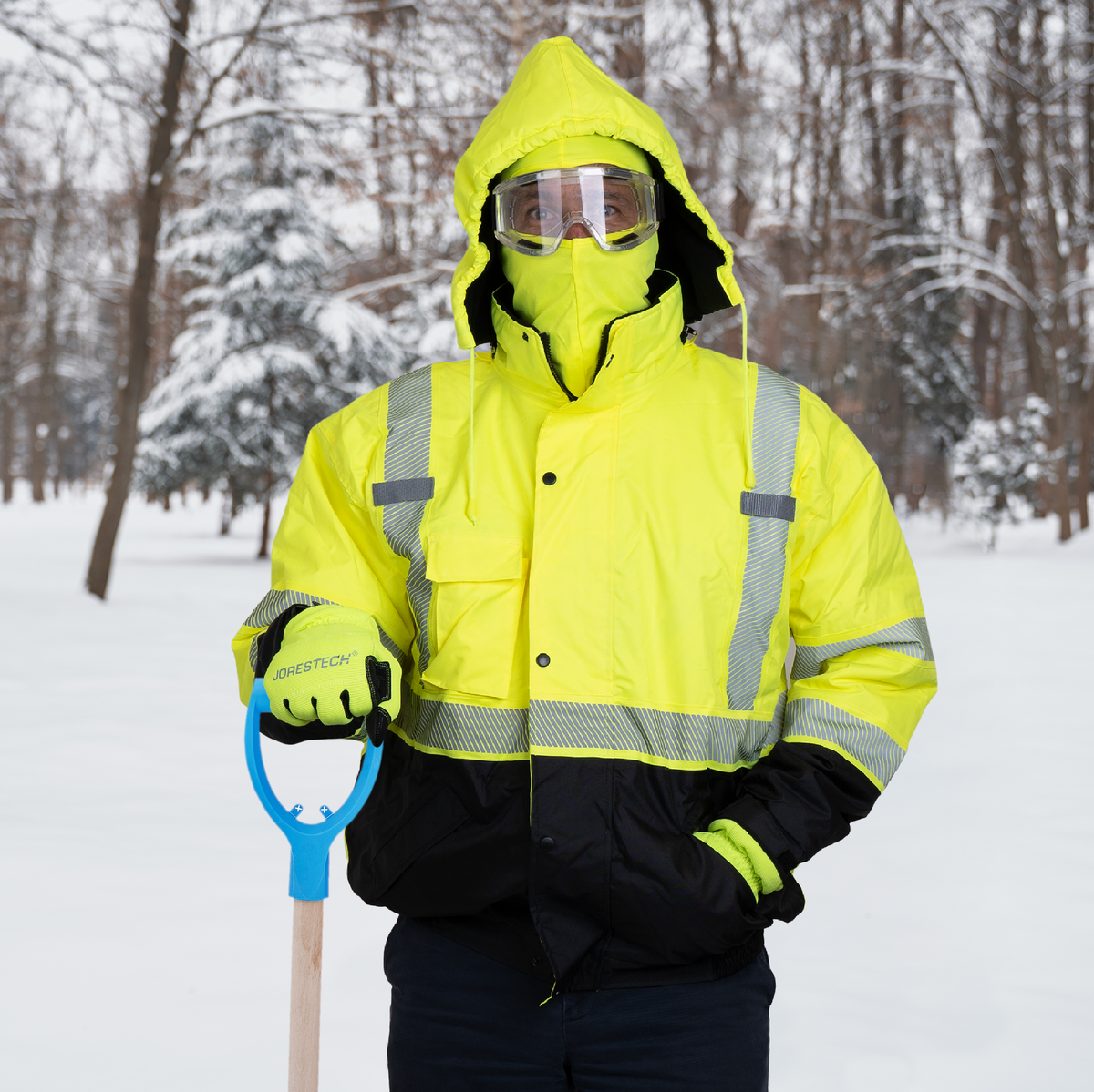Jorestech Hi-Vis Safety Jacket with Heat-Transfer Reflective Tapes and Removable Hood