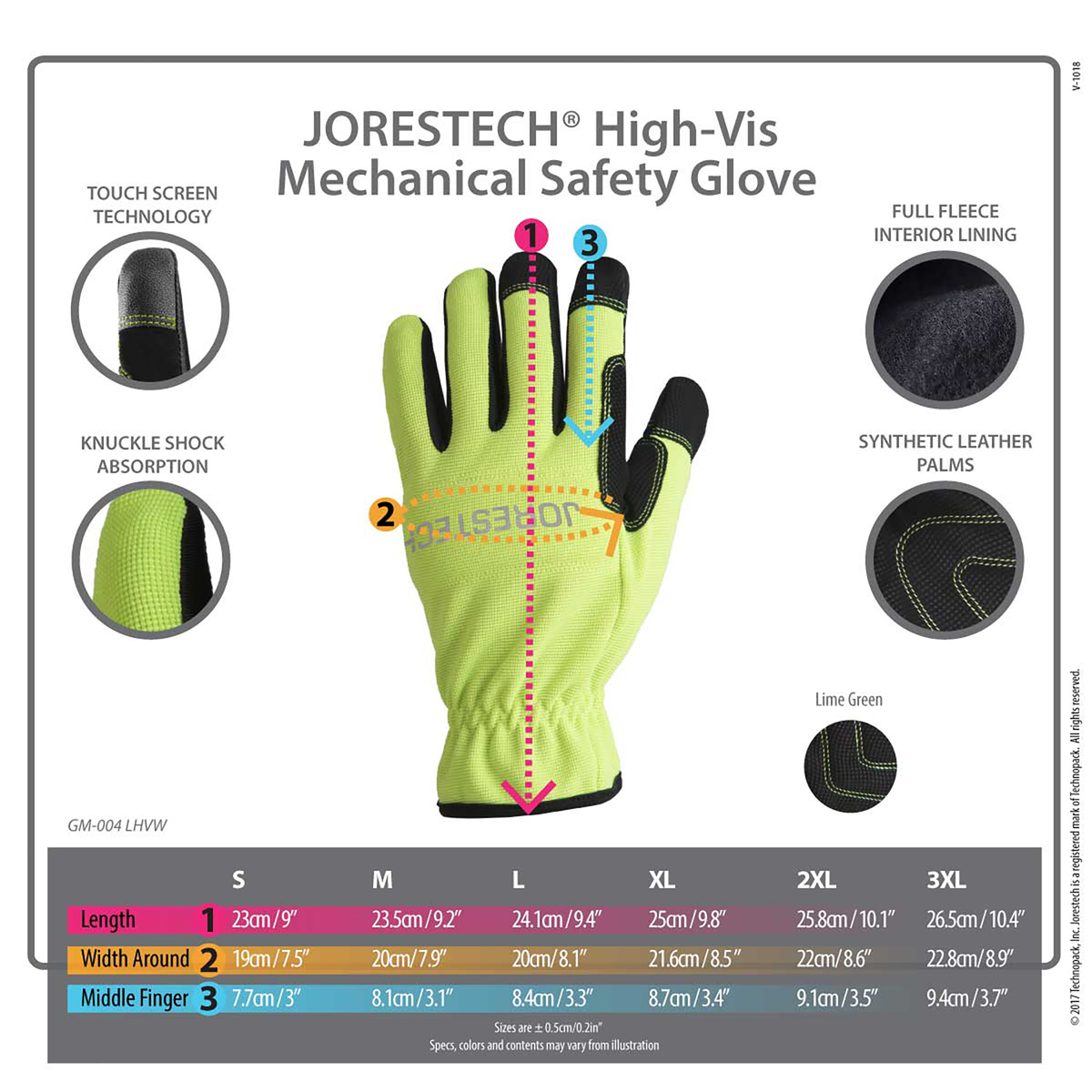 Jorestech Hi-Vis Touchscreen Safety Work Gloves with Fleece Lining
