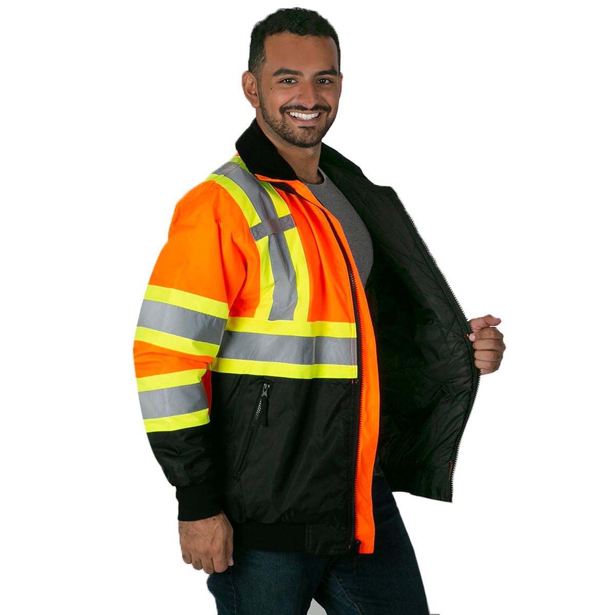 Jorestech Hi-Vis X-Back Two-Tone Safety Bomber Jacket with Reflective Stripes