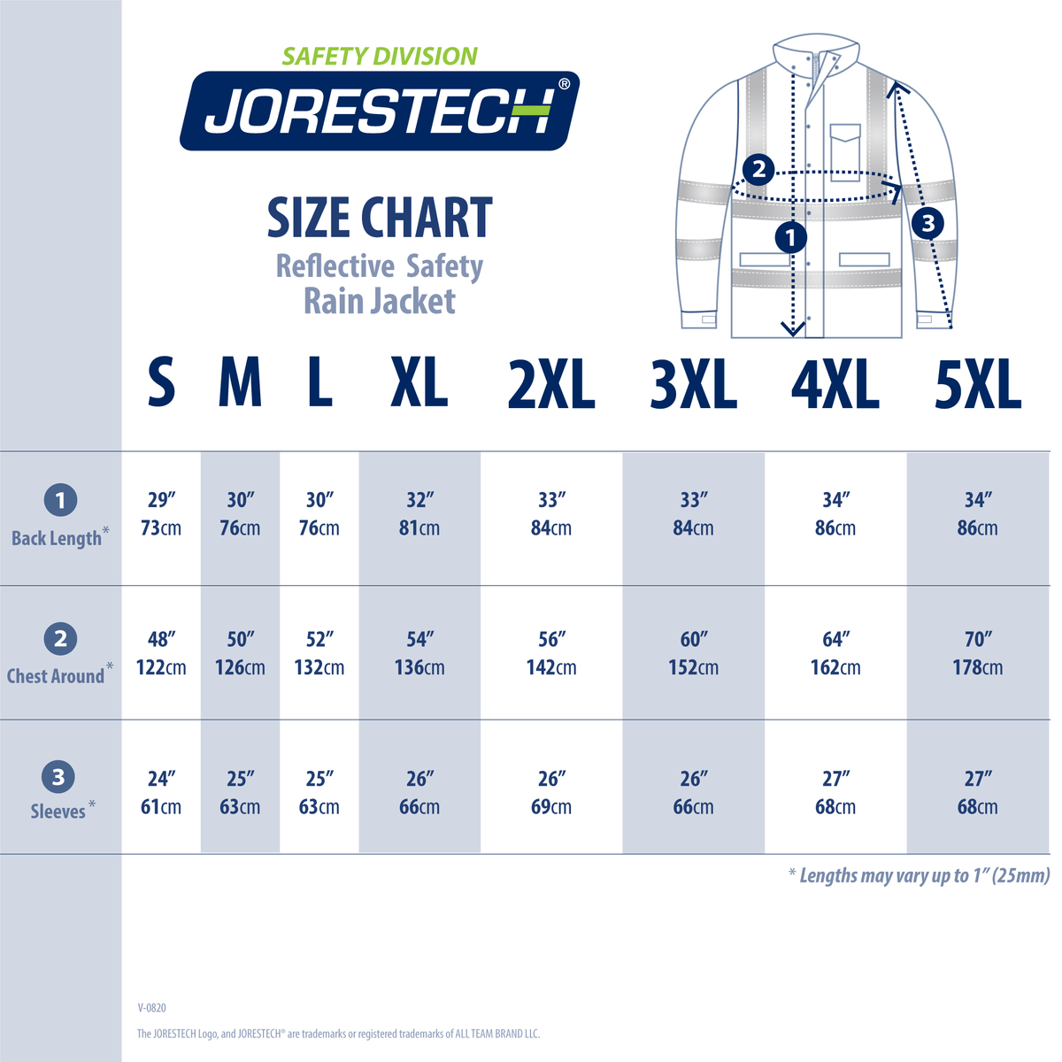 Jorestech Hi-Vis Yellow/Black Rain Jacket with 2" Reflective Strips