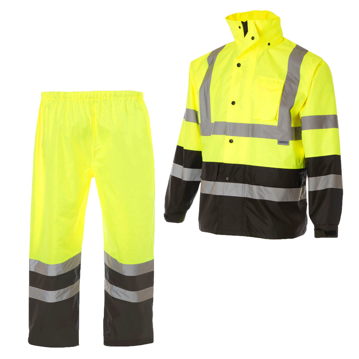 Jorestech Hi-Vis Yellow/Black Rain Set - Pants & Jacket with 2" Reflective Strips