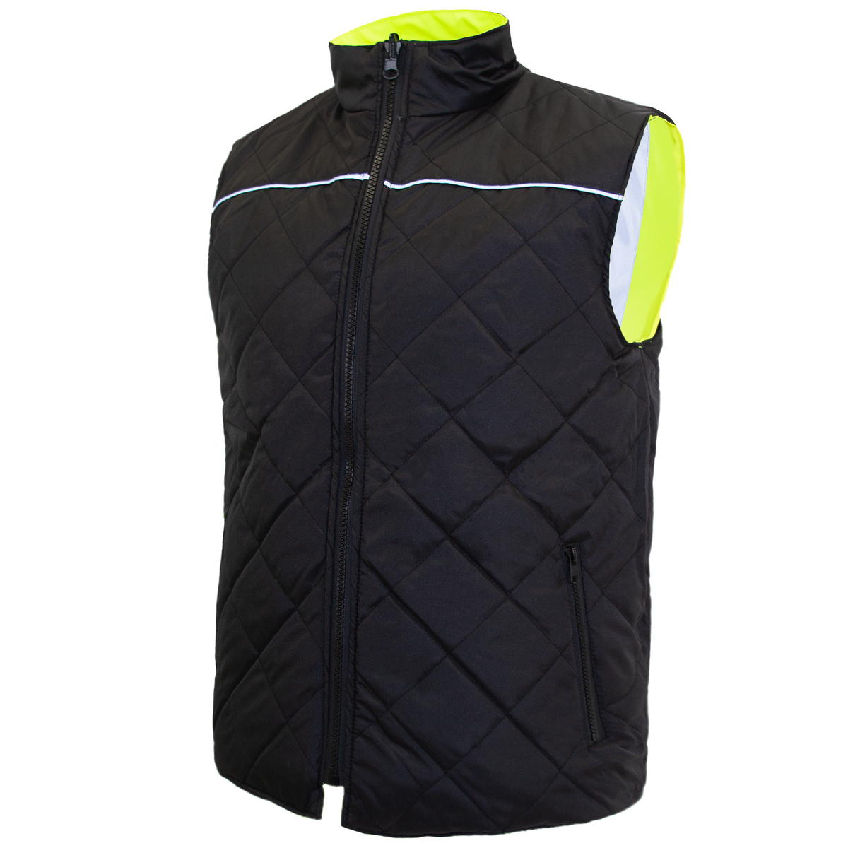 Jorestech Hi-Vis Yellow/Black Reversible Insulated Safety Vest with Reflective Strips