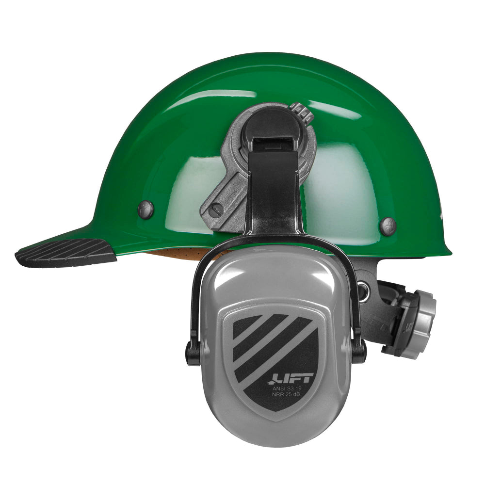 Lift Safety DAX Cap Hard Hat with Earmuffs installed