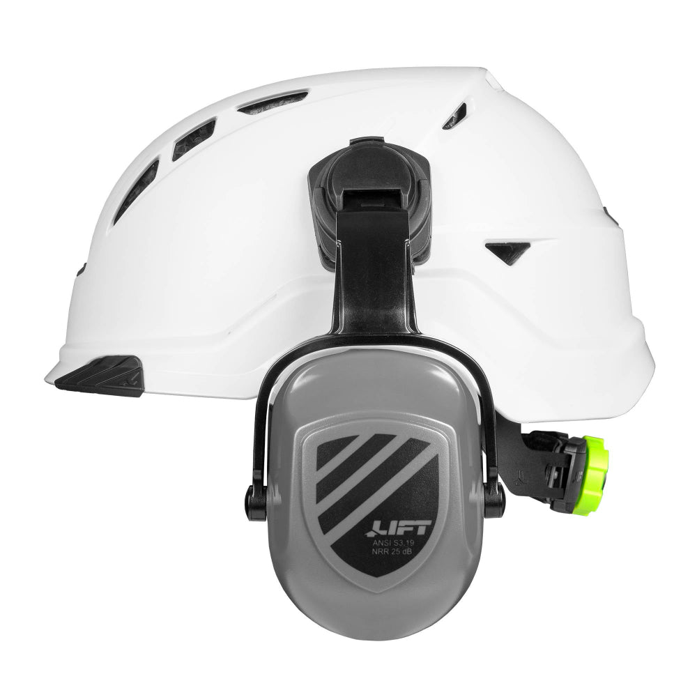 Lift Safety Radix Safety Helmet with Earmuffs installed