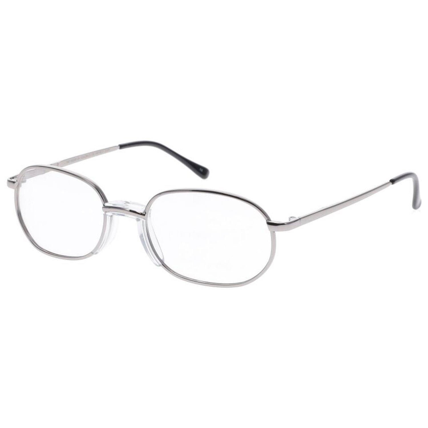 OnGuard OG091EZ Gunmetal prescription safety glasses with oval lenses and ANSI Z87.1 certification.