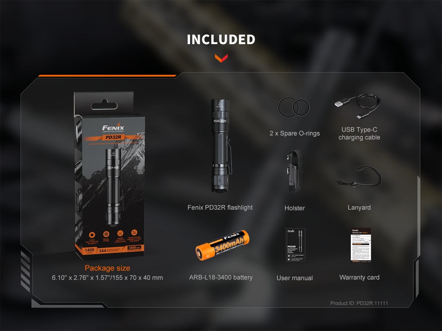Fenix PD32R Rechargeable Silent Switch LED Flashlight-sku-48300746899752-Safety Glasses USA-18