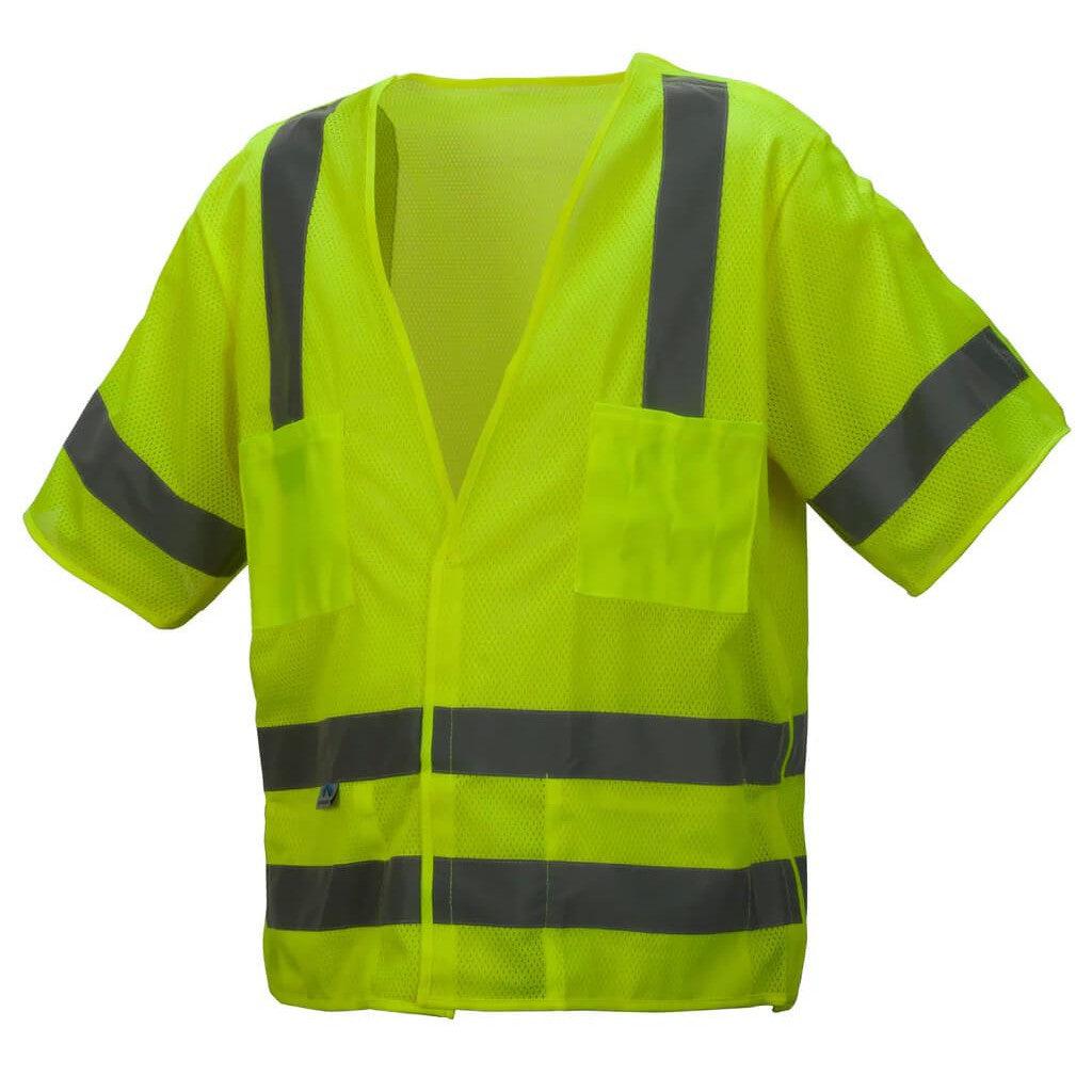 Pyramex RVHL3110BR Type R Class 3 Hi-Vis Lime Mesh Safety Vest-Medium-RVHL3110BRM-Safety Glasses USA-1