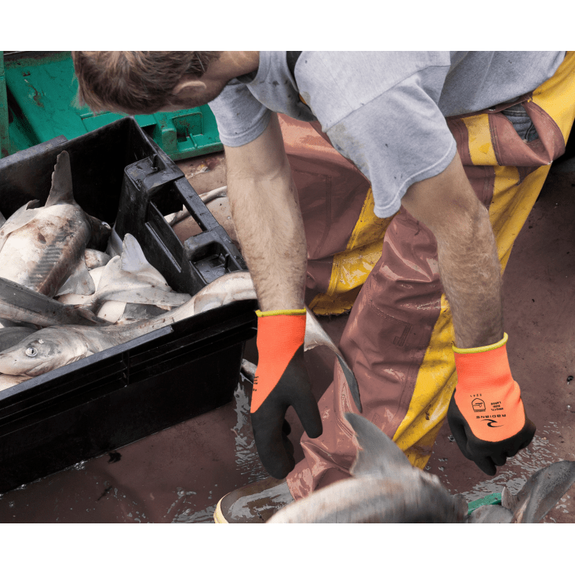 Radians RWG17 Cold Weather Gloves worn on a fishing boat