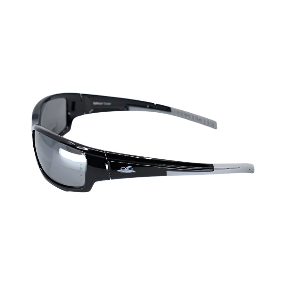 Bullhead Maki Safety Glasses with Shiny Black Frame and Polarized Silver Mirror Lens-Safety Glasses USA-3