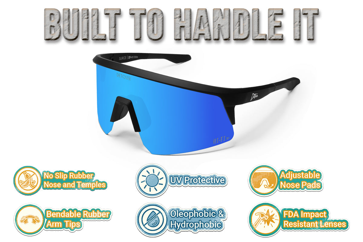 Detour Surge Youth Safety Sunglasses with Matte Black Frame and Silver Bullet Lens-Safety Glasses USA
