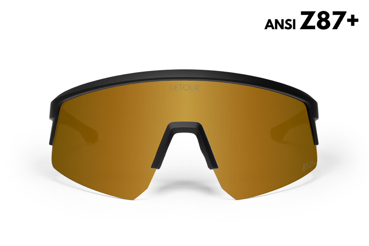 Detour Surge Safety Sunglasses with Matte Black Frame and 24K Gold Lens-Safety Glasses USA
