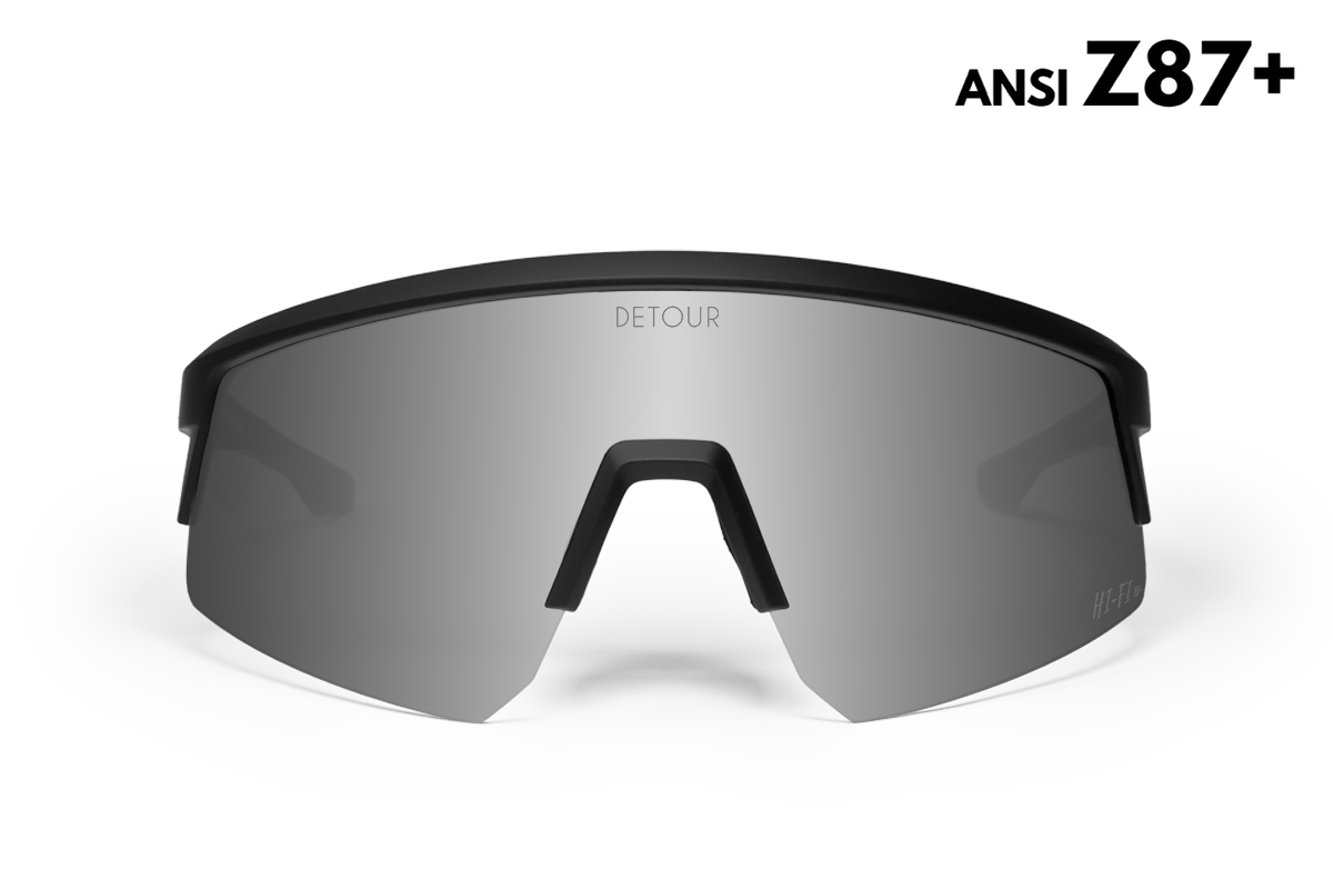 Detour Surge Safety Sunglasses with Matte Black Frame and Silver Bullet Lens-Safety Glasses USA