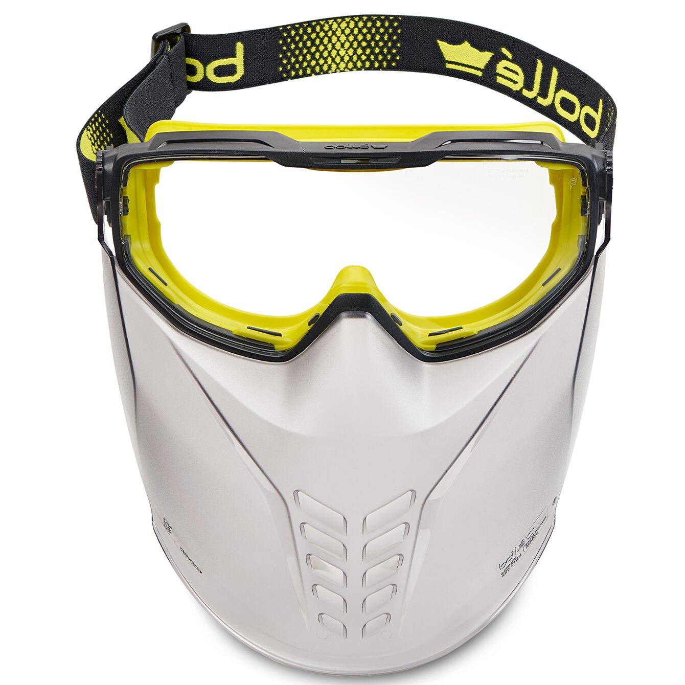Bolle Universal Goggle Faceguard UNIVGN12W mounted to Universal Goggle Front View