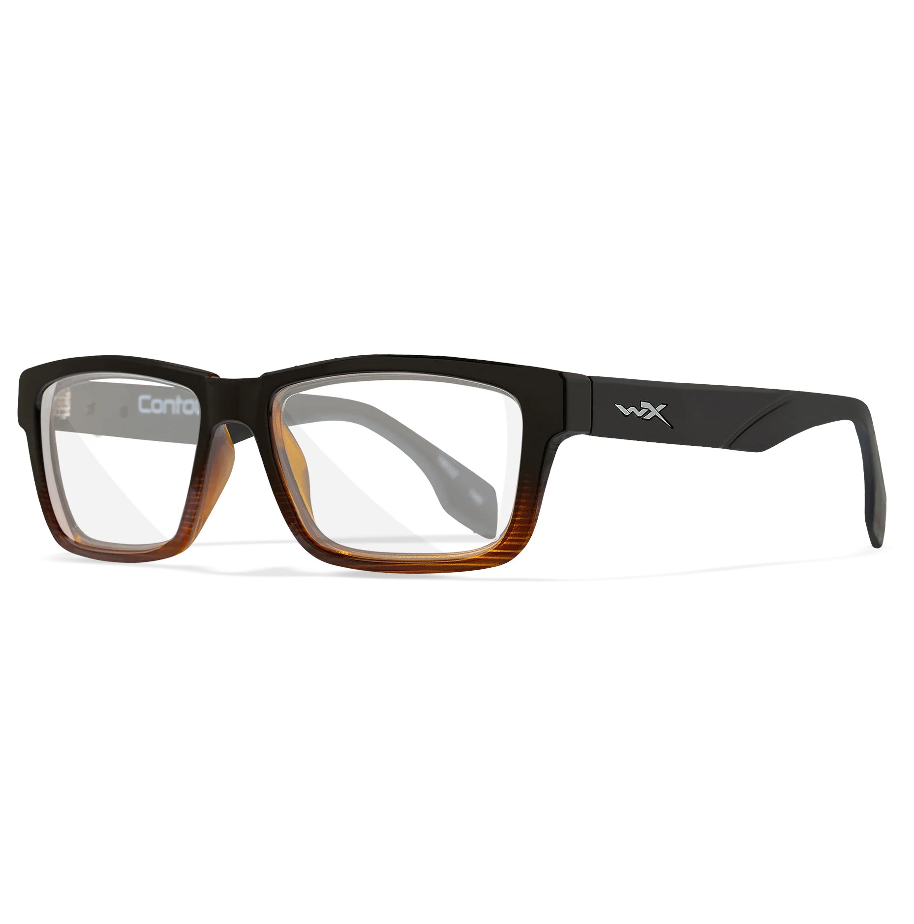 Wiley X Contour prescription safety glasses, black and brown Triloid frame.