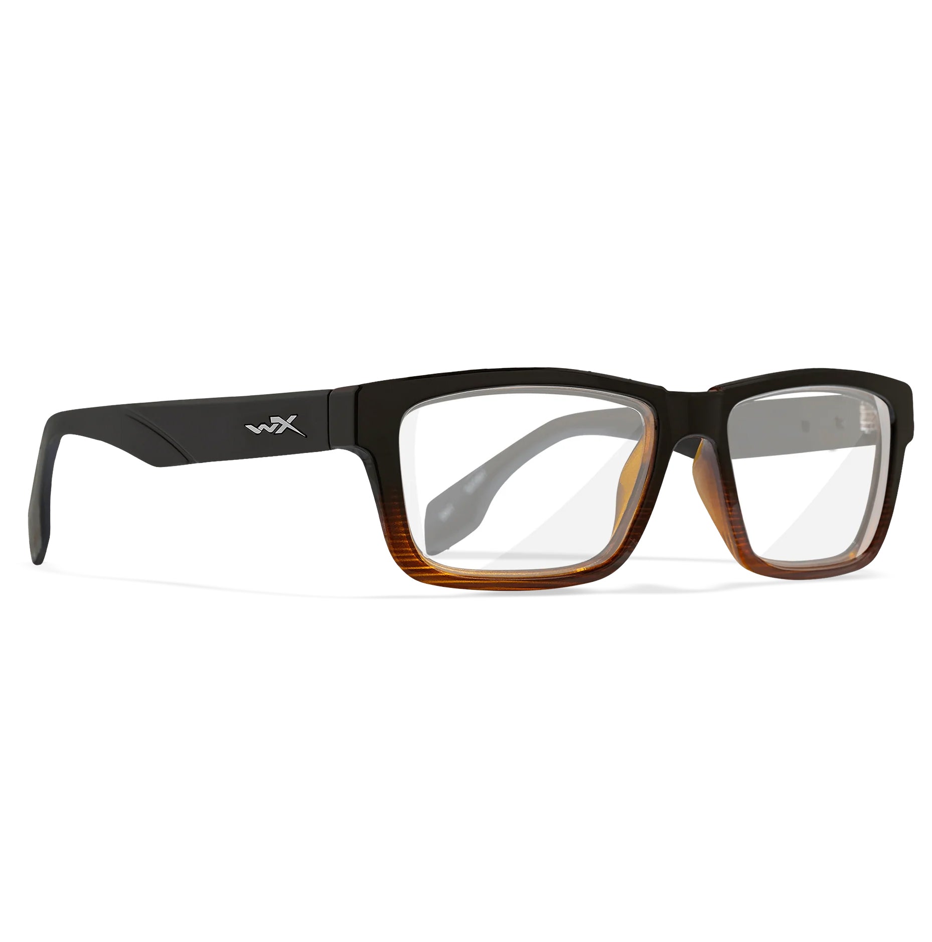 Wiley X Contour Worksight prescription safety glasses with black and brown tortoise frame.