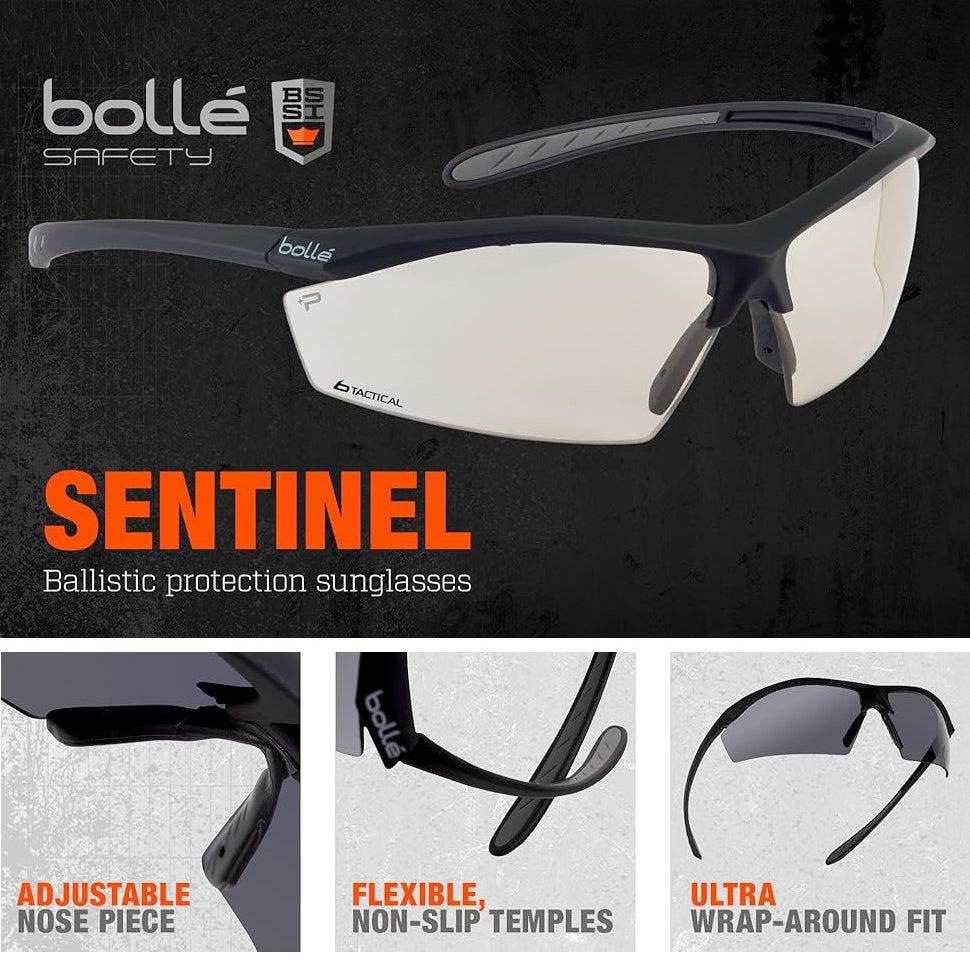 Bolle Sentinel Safety Glasses Ballistic Protection Sunglasses Key Features