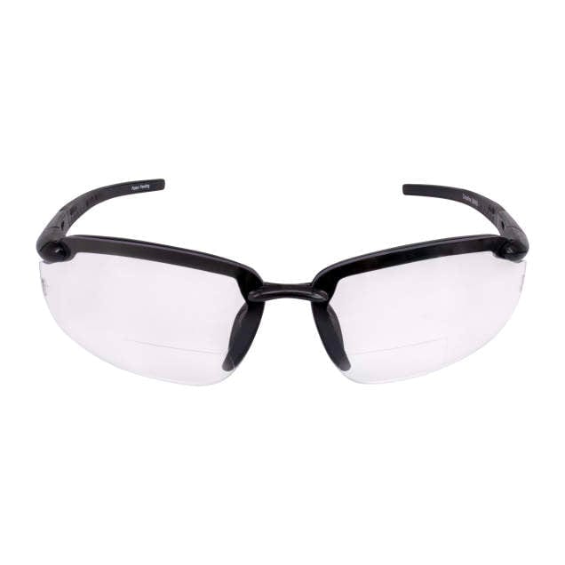 Crossfire ES5 Bifocal Safety Glasses with Pearl Gray Frame and Clear Lens Front View