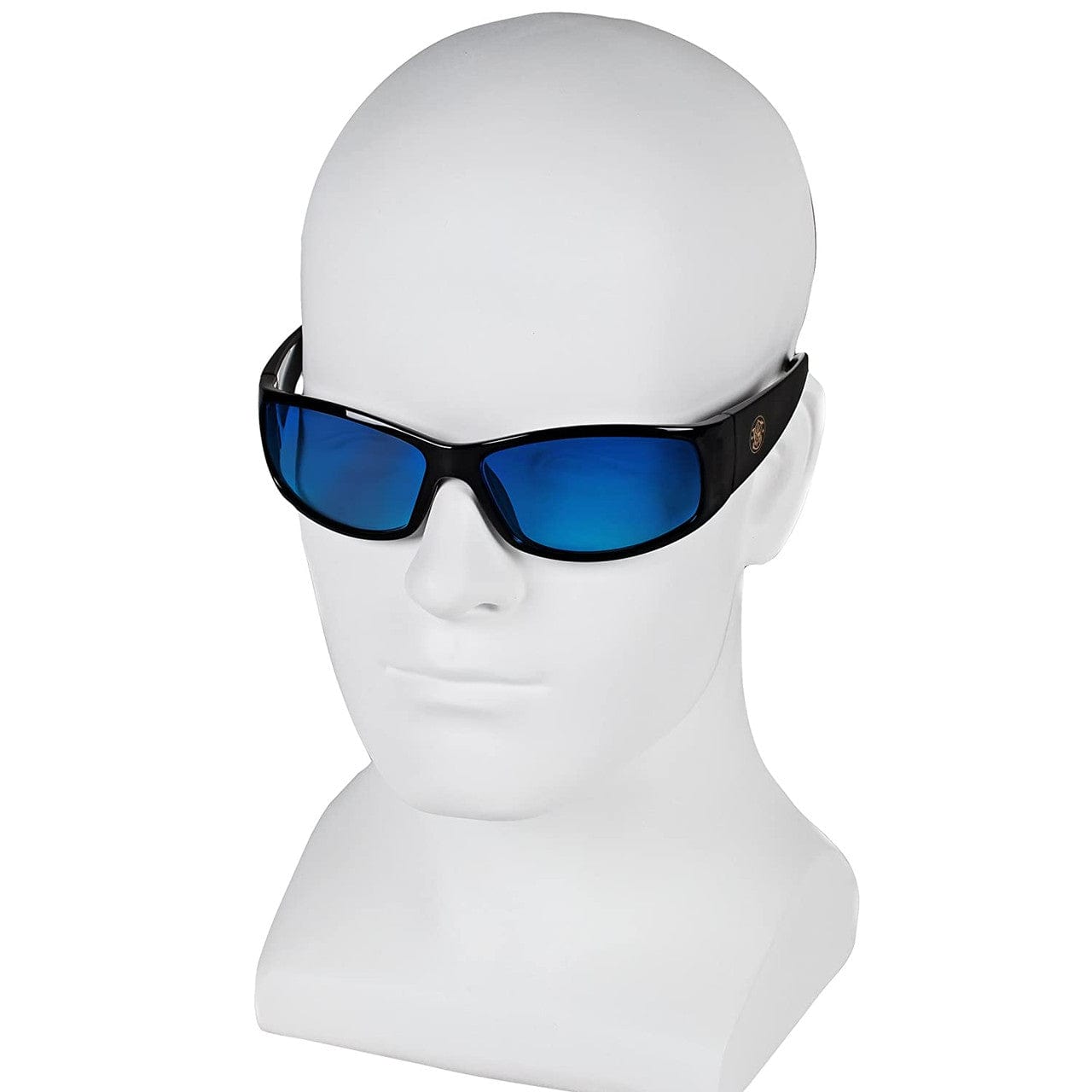 Smith & Wesson Elite Safety Glasses with Blue Mirror Lens 21307 Worn by model 2