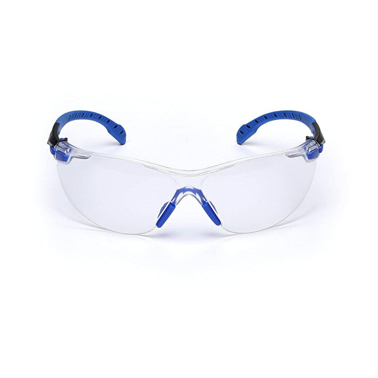 3M Solus Safety Glasses Blue Temples Clear Anti-Fog Lens S1101SGAF Front