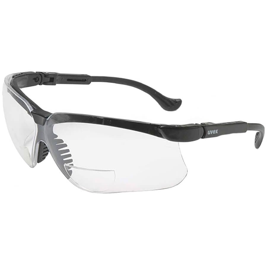 Uvex Genesis Readers Safety Glasses Black Frame Clear Ultra-Dura Lens