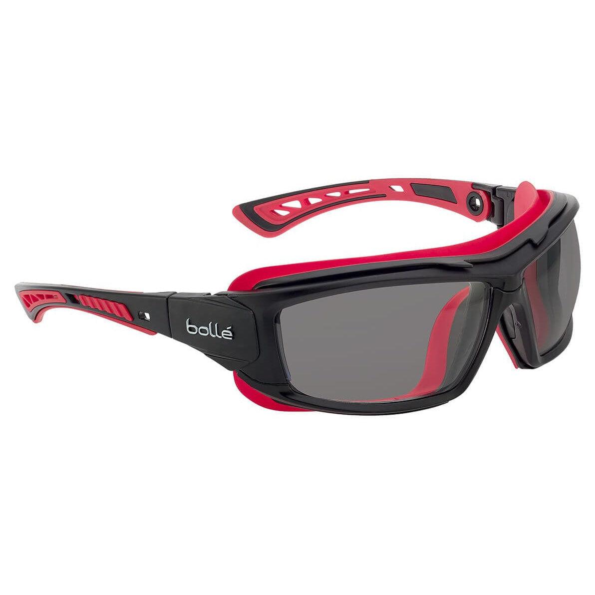 Bolle ULTIM8 Safety Glasses/Goggle with Black/Red Temples, Foam Gasket and Smoke Platinum Anti-Fog Lens - Temples Only