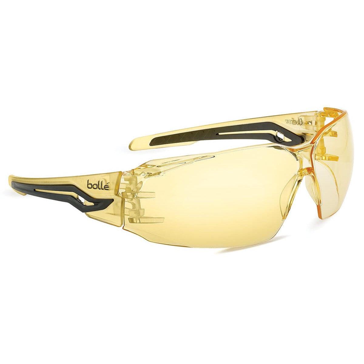 Bolle Silex Safety Glasses with Yellow/Black Temples and Yellow Anti-Fog Lens