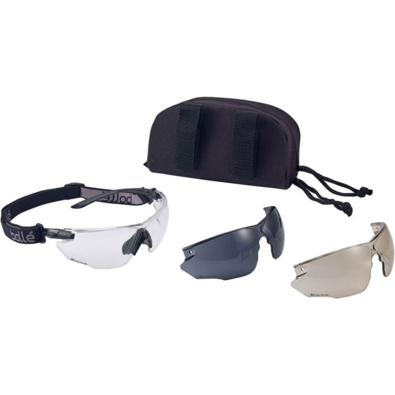 Bolle Combat Tactical Safety Glasses Kit with Clear Anti-Fog, ESP and Smoke Lenses COMBKITN