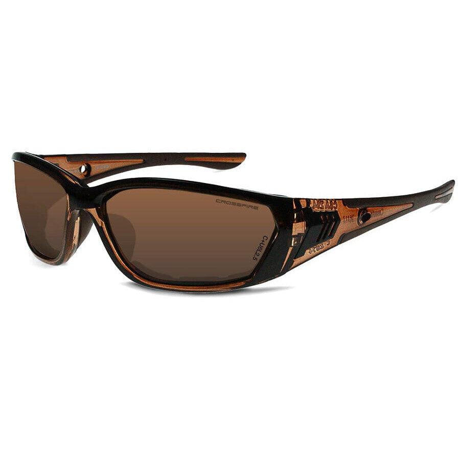 Crossfire 710 Foam Lined Safety Glasses with Crystal Brown Frame and Brown AF Lens