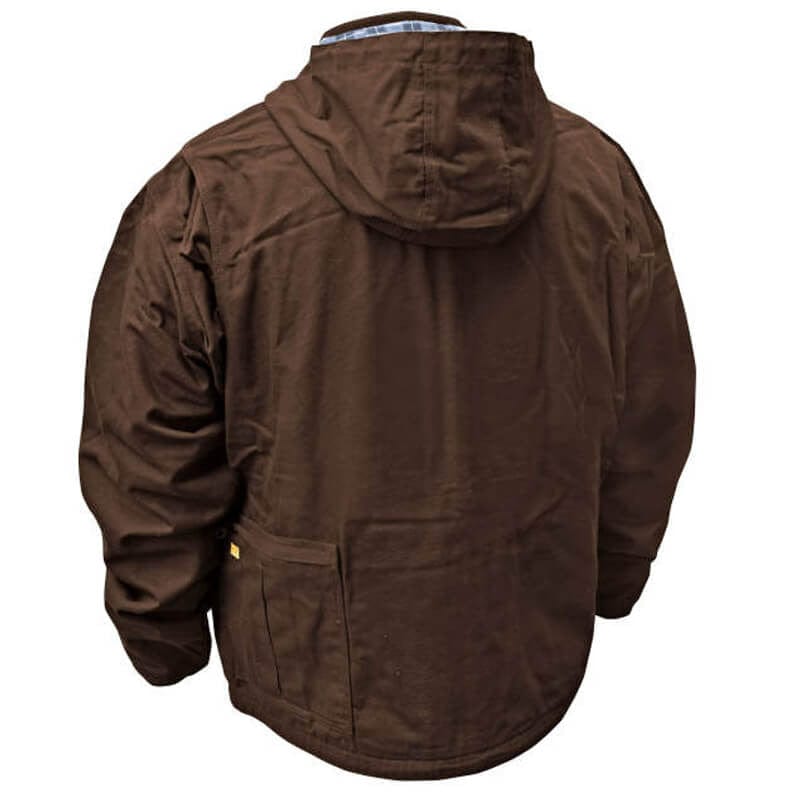 DeWalt DCHJ076ATD1 Unisex Heated Heavy Duty Work Coat Tobacco With Battery & Charger Back Heat Zones 