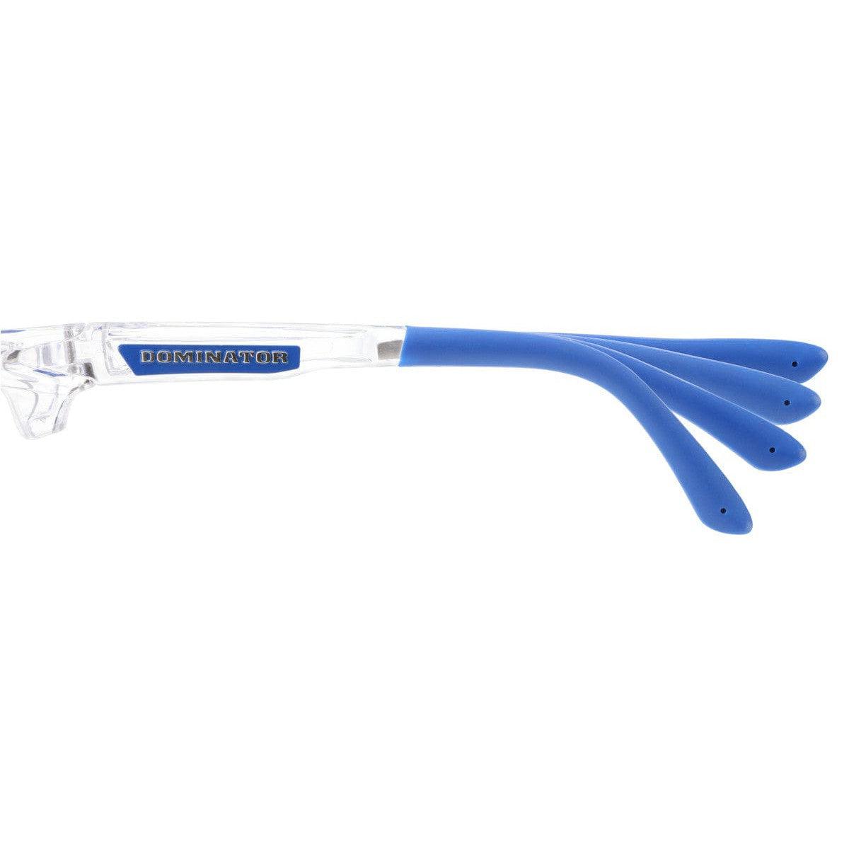 MCR Safety DM1320PF Dominator DM3 Safety Glasses Blue Clear Frame Clear MAX6 Anti-Fog Lenses flexible temple arm view
