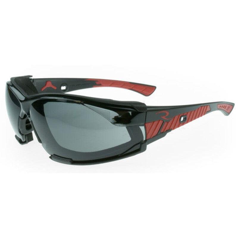 Radians Obliterator Foam-Lined Safety Glasses with Black/Red Frame and Smoke IQUITY Anti-Fog Lens - with Foam-Lined Insert