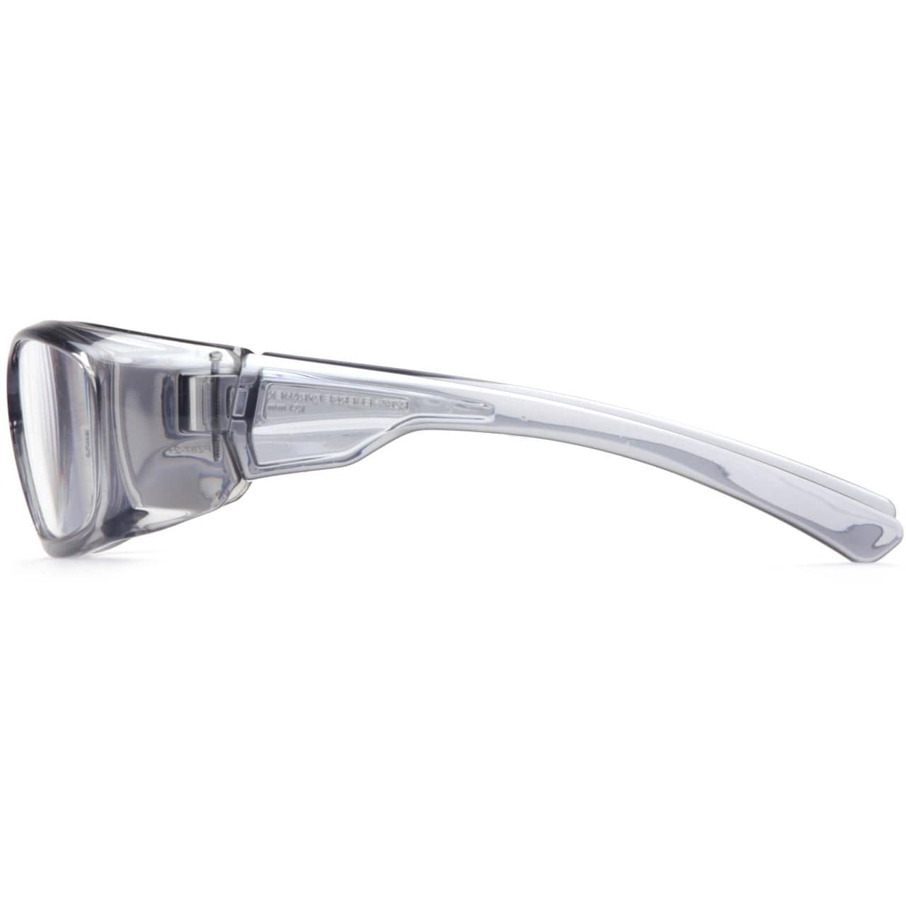 Pyramex Emerge Safety Glasses Translucent Gray Frame Clear Full Magnifying Lens Side