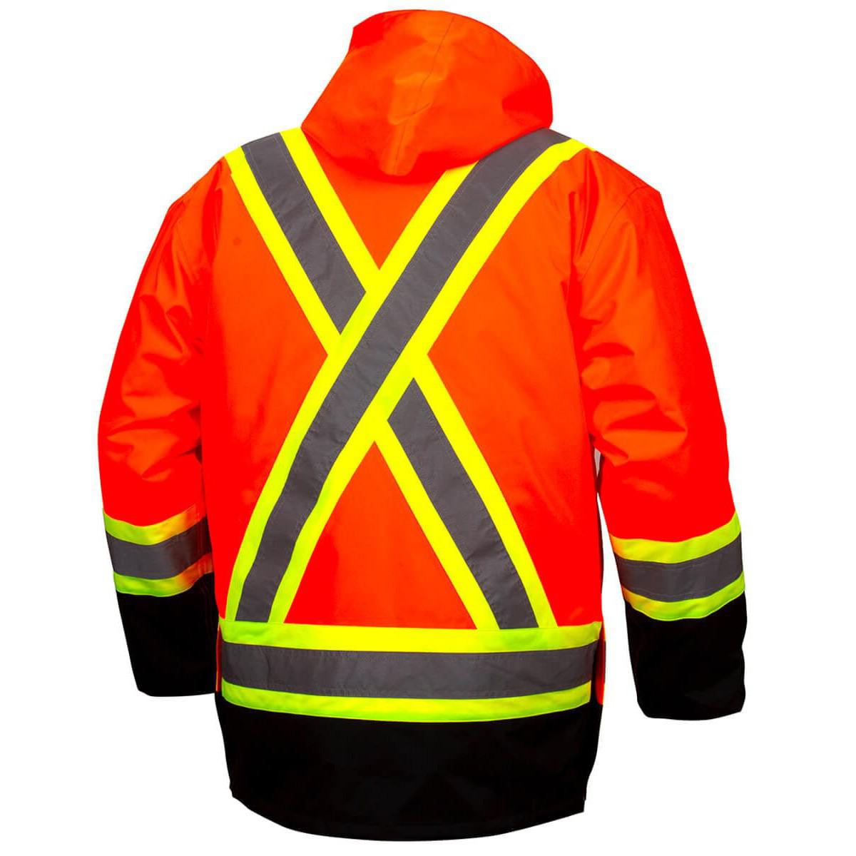 Pyramex RC7P3520 Type R Class 3 X-Back Two-Tone Black Bottom Bomber Jacket - Back
