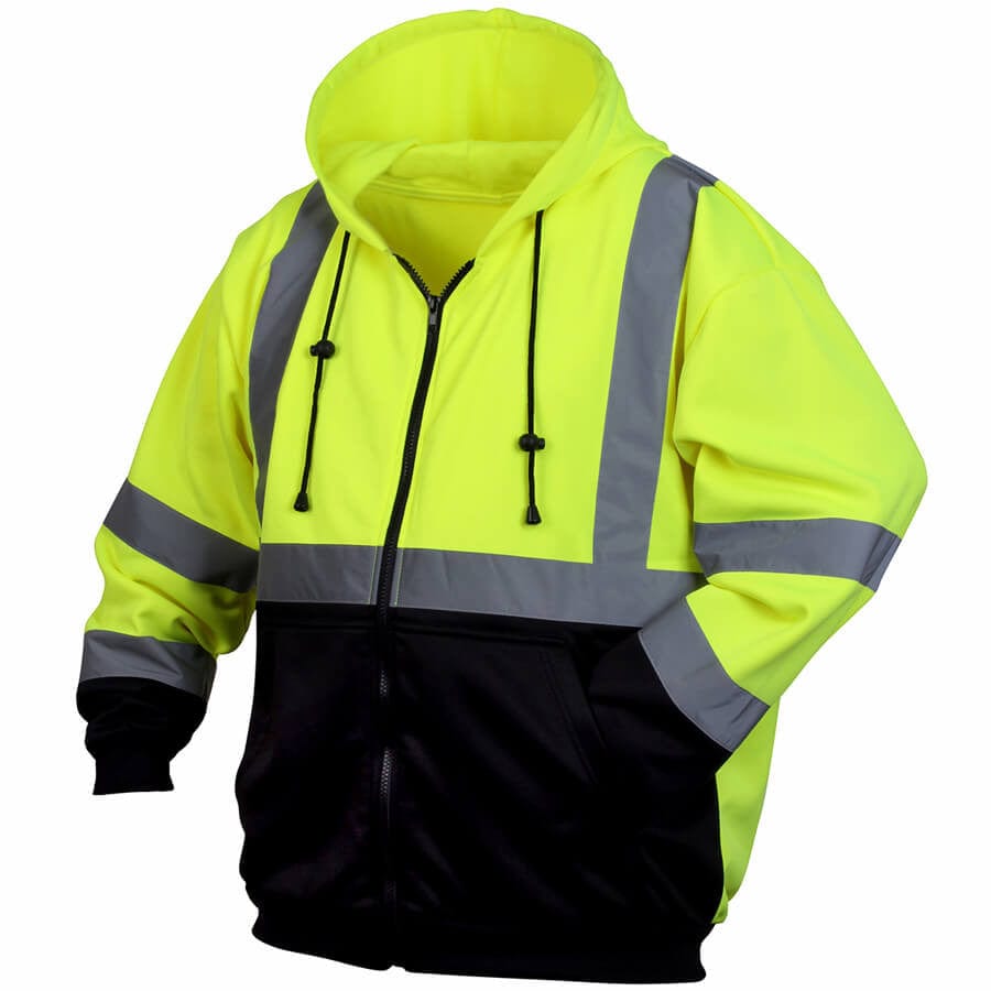 Pyramex RSZH32 Class 2 Hi-Viz Lime Zipper Safety Sweatshirt
