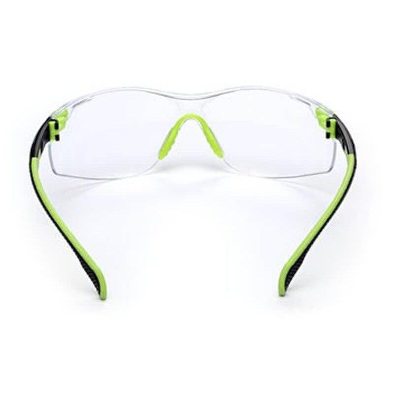 3M Solus Safety Glasses with Green Temples and Indoor/Outdoor Anti-Fog Lens S1207SGAF - Back View